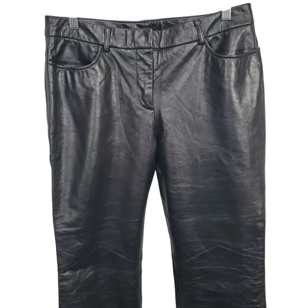 Express Juniors Size 7 8 Pants Leather Flared Vintage Retro Pockets Lined NWT - Picture 8 of 11